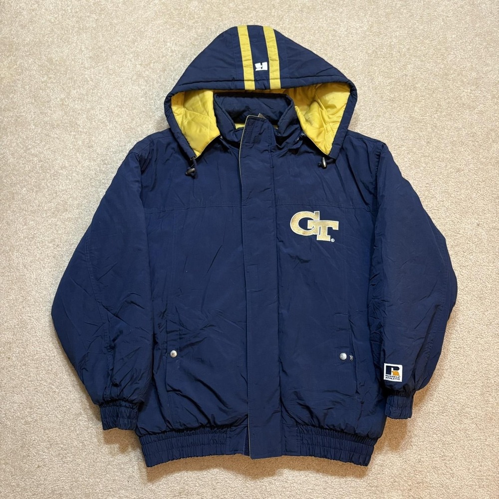 Vintage Georgia Tech Yellow Jackets Jacket Mens Large Puffer NCAA Russell‎ 90s